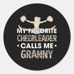 Pegatina Redonda Mi animadora favorita me llama Granny Cheerleadi