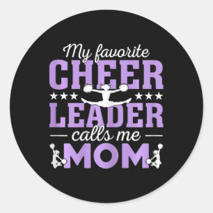 Pegatina Redonda Mi animadora favorita me llama mamá Cheer Mom Mot