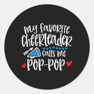 Pegatina Redonda Mi animadora favorita me llama Pop-pop divertido C