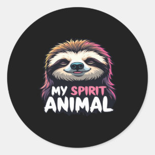 Pegatina Redonda Mi animal espiritual - Diseño holgazán relajado
