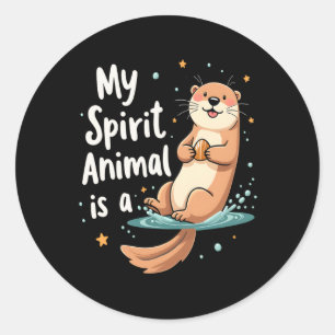 Pegatina Redonda Mi Animal Espiritual Es Un Animal Divertido Y Otte