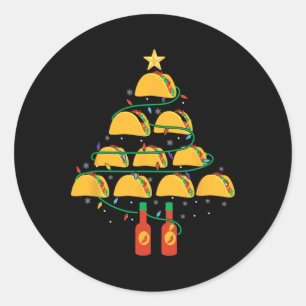 Pegatina Redonda Mi árbol de navidad de tacos Camisas de Pajama nav