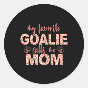 Pegatina Redonda Mi arquero favorito me llama amante del hockey de