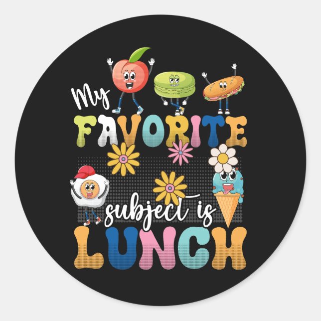 Pegatina Redonda Mi Asunto Favorito Es Lunch Lady Cafeteria Crew R (Anverso)