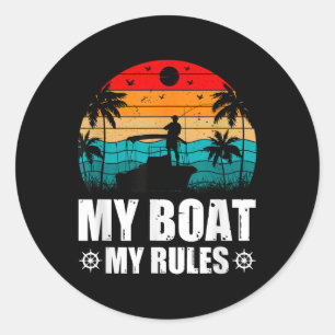 Pegatina Redonda Mi Barco Mis Reglas, Capitán Del Barco, Capitán Pa