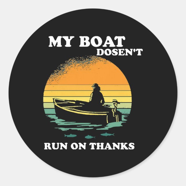 Pegatina Redonda Mi Barco No Funciona Con Gracias (Anverso)