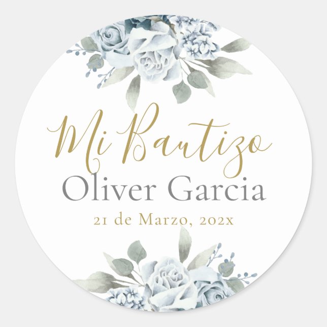 Pegatina Redonda Mi Bautizo (Anverso)
