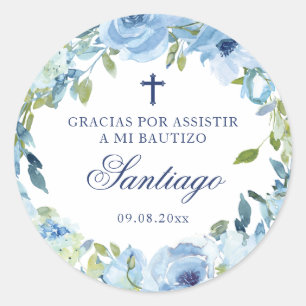 Pegatina Redonda Mi Bautizo Recuerdos Para Bautizo Bautismo Español