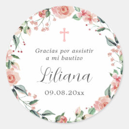 Pegatina Redonda Mi Bautizo Recuerdos Para Bautizo Bautismo Español