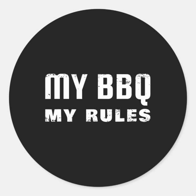Pegatina Redonda Mi Bbq Mis Reglas (Anverso)
