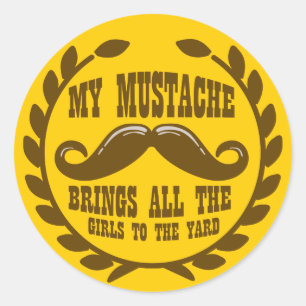 Pegatina Redonda Mi bigote lleva a todos los Chicas al yard