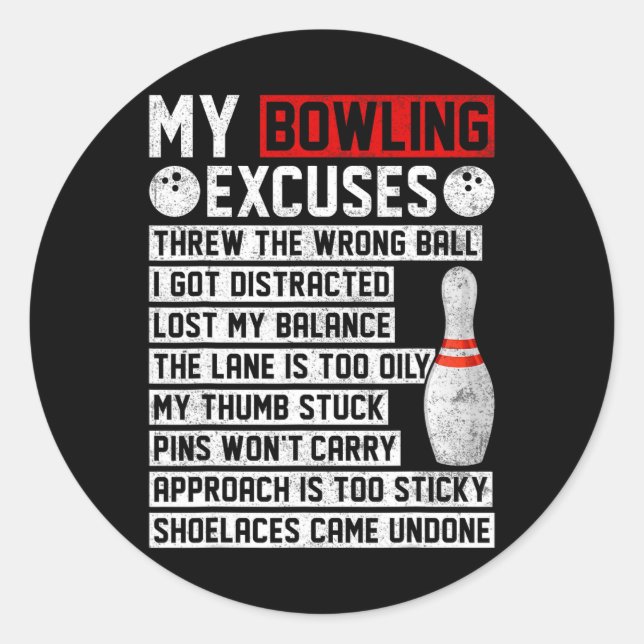 Pegatina Redonda Mi boliche causa gracia a Bowler (Anverso)