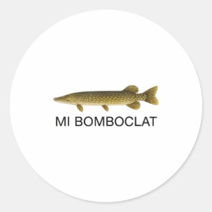 Pegatina Redonda Mi Bomboclat Pez Divertido Gráfico de Modismo Jama