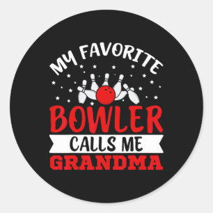 Pegatina Redonda Mi Bowler favorito me llama bolos divertidos de la