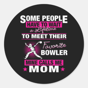 Pegatina Redonda Mi Bowler favorito me llama mamá Bowling Mom