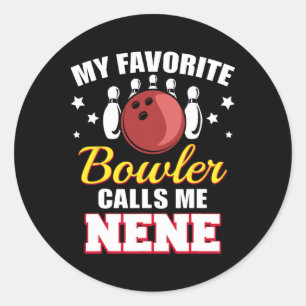 Pegatina Redonda Mi Bowler favorito me llama Nene Funny Bowling Nen