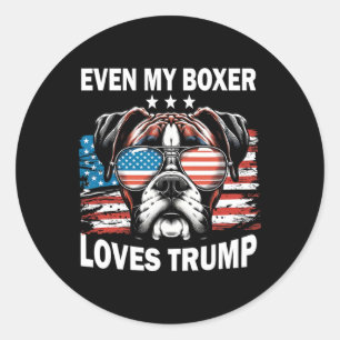 Pegatina Redonda Mi boxeador ama a Trump