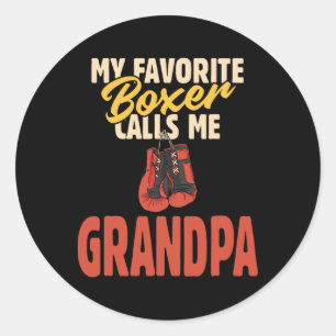 Pegatina Redonda Mi boxeador favorito me llama abuelo