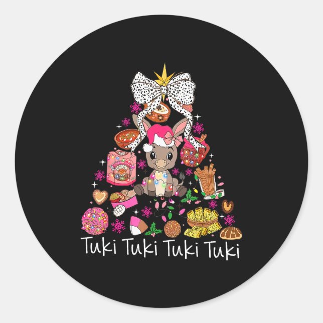 Pegatina Redonda Mi Burrito Sabanero Mexican Christmas Donkey Spani (Anverso)