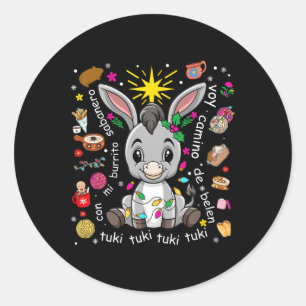 Pegatina Redonda Mi Burrito Sabanero Navidades mexicanos Donkey Spa