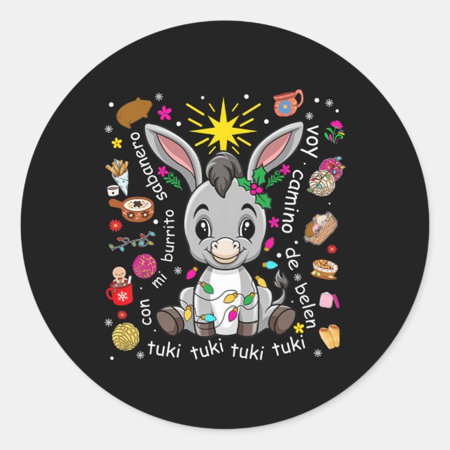 Pegatina Redonda Mi Burrito Sabanero Navidades mexicanos Donkey Spa (Anverso)