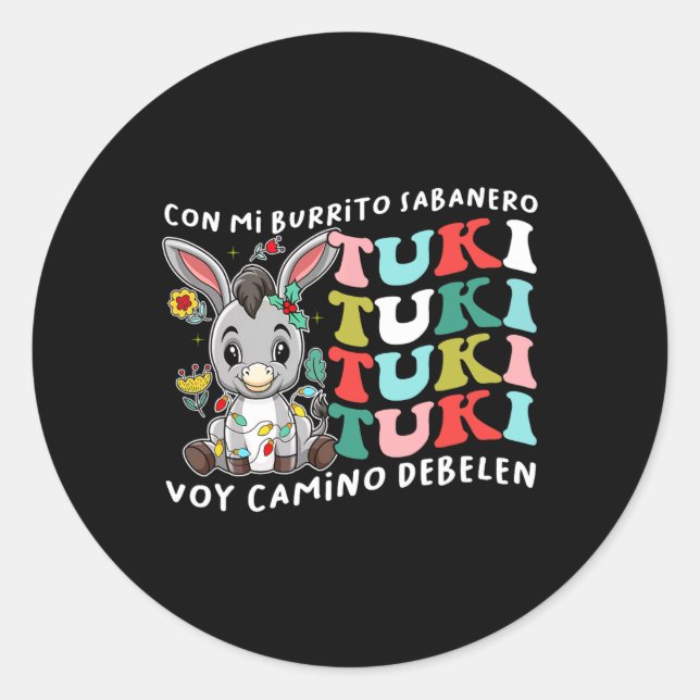 Pegatina Redonda Mi burrito Sabanero Tuki mexicano Tuki Donkey Lati (Anverso)