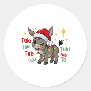 Pegatina Redonda Mi Burrito Sanero Navidad Mexicana Burro Español