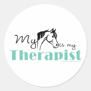 Pegatina Redonda Mi caballo es mi terapeuta