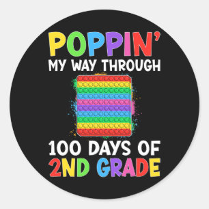 Pegatina Redonda Mi Camino A Través De 100 Días De Escuela, Niños D