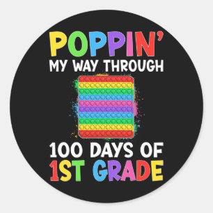 Pegatina Redonda Mi Camino A Través De 100 Días De Estudiantes De P