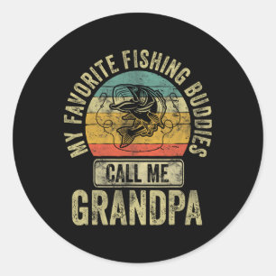 Pegatina Redonda Mi Camiseta favorita de pesca Me llaman abuelo