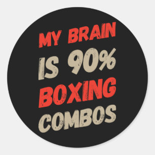 Pegatina Redonda Mi Cerebro Es El 90% Boxer De Boxeo Combos De Boxe