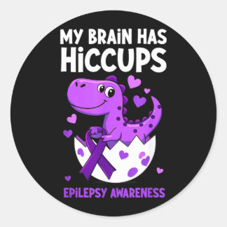 Pegatina Redonda Mi cerebro tiene hipo Dino Conciencia de epilepsia
