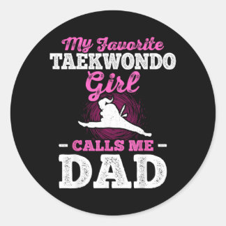 Pegatina Redonda Mi chica favorita de taekwondo me llama papá