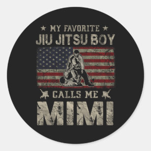 Pegatina Redonda Mi chico favorito Jiu Jitsu me llama D de mi madre