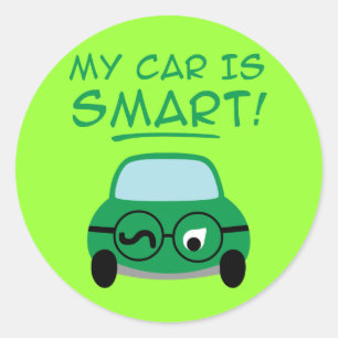Pegatina Redonda Mi coche es inteligente