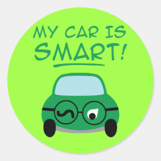 Pegatina Redonda Mi coche es inteligente