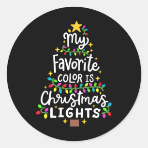 Pegatina Redonda Mi Color Favorito Es Navidades Luces Graciosas Xma