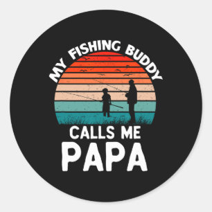 Pegatina Redonda Mi compañero de pesca me llama Papa Retro Vintage 