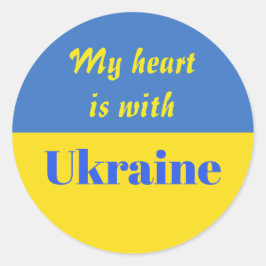 Pegatina Redonda Mi corazón está con Ucrania