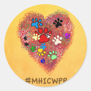 Pegatina Redonda Mi corazón está cubierto con pinturas