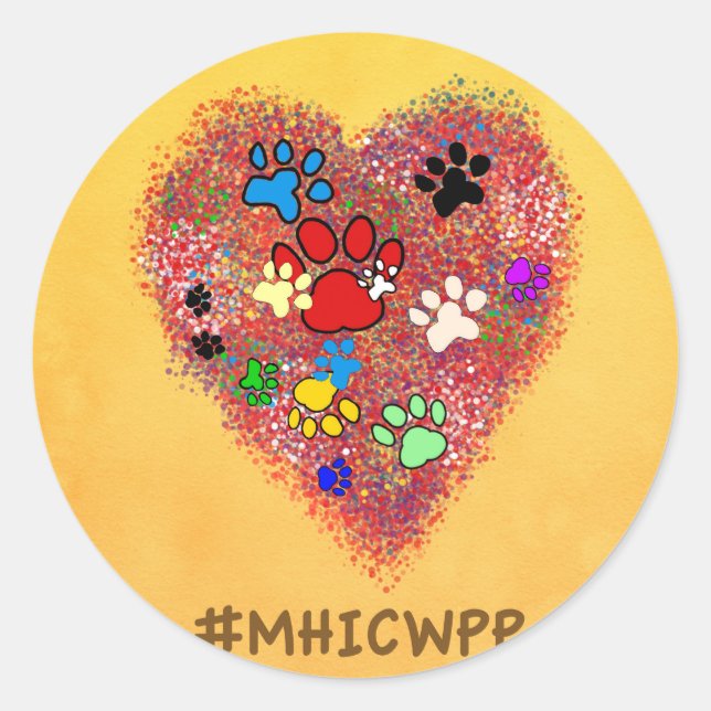 Pegatina Redonda Mi corazón está cubierto con pinturas (Anverso)