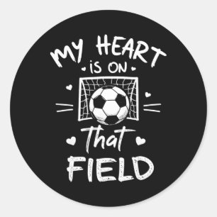 Pegatina Redonda Mi corazón está en ese campo camiseta de mama faná