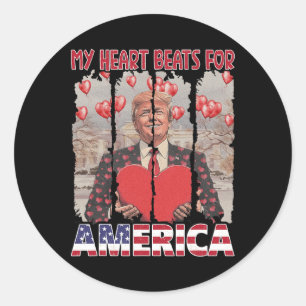 Pegatina Redonda Mi Corazón Gana Por Estados Unidos Trump El día de