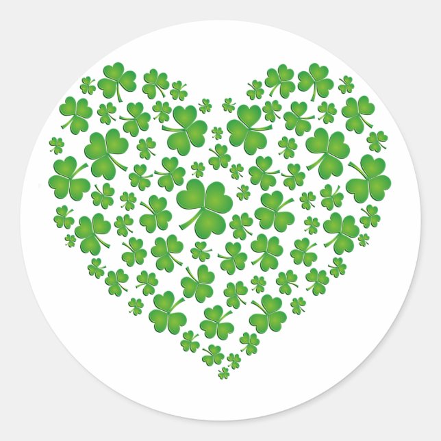 Pegatina Redonda Mi corazón irlandés (Anverso)