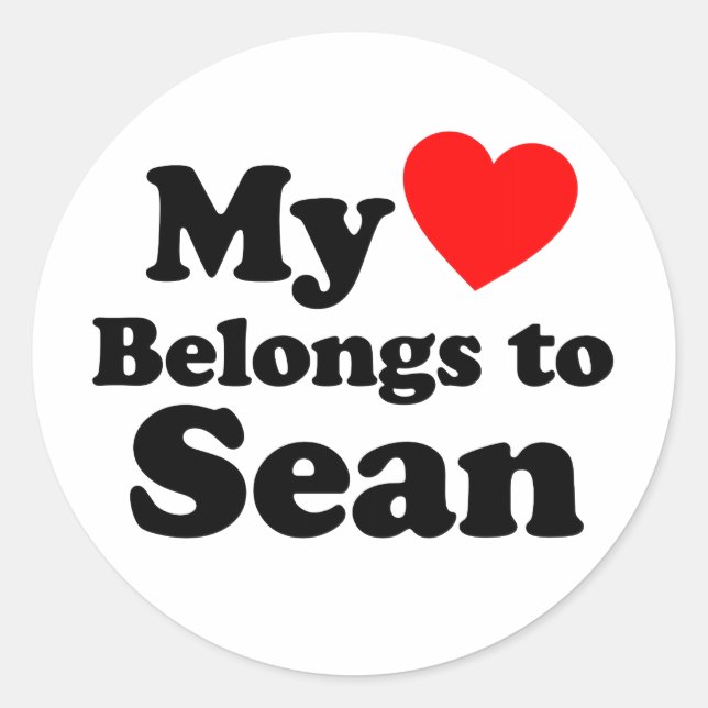 Pegatina Redonda Mi corazón le pertenece a Sean (Anverso)