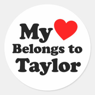 Pegatina Redonda Mi corazón le pertenece a Taylor
