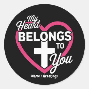 Pegatina Redonda Mi corazón le pertenece a usted un regalo lindo pa