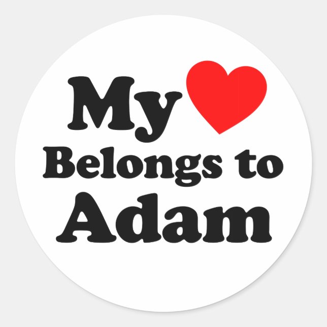 Pegatina Redonda Mi corazón pertenece a Adam (Anverso)