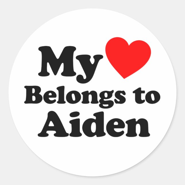 Pegatina Redonda Mi corazón pertenece a Aiden (Anverso)